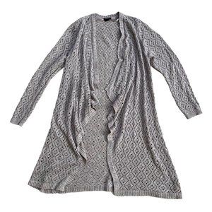 Torrid Size 2 Crochet Open Front Sweater Beige Long Cardigan